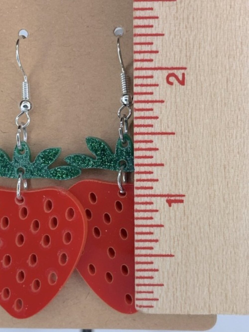 Acrylic Dangle Strawberry Fruit Dangle Earrings  Fashion Jewelry - Picture 2 of 3